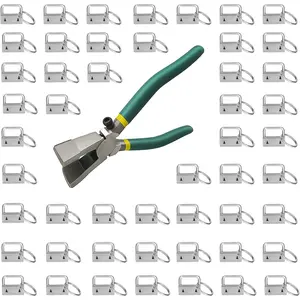 Key Fob Hardware Set Includes 1 Inch Silver Color Keychain Hardware with Key Rings 50 pcs and Glass Running Plier