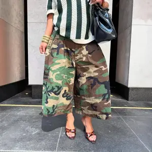 New women's wear, streetwear trendsetters, casual camouflage workwear style loose wide-leg pants Can be used with raincoatGift(Sheets)