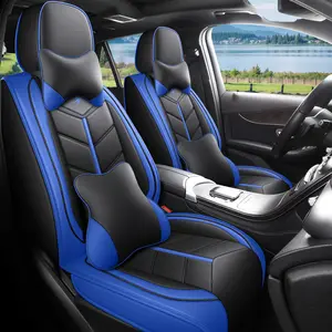 OTOEZ Nappa Leather 5 Seats Car Seat Covers Front Rear Protector Waterproof Breathable Full Set Universal Fit for Most Vehicles