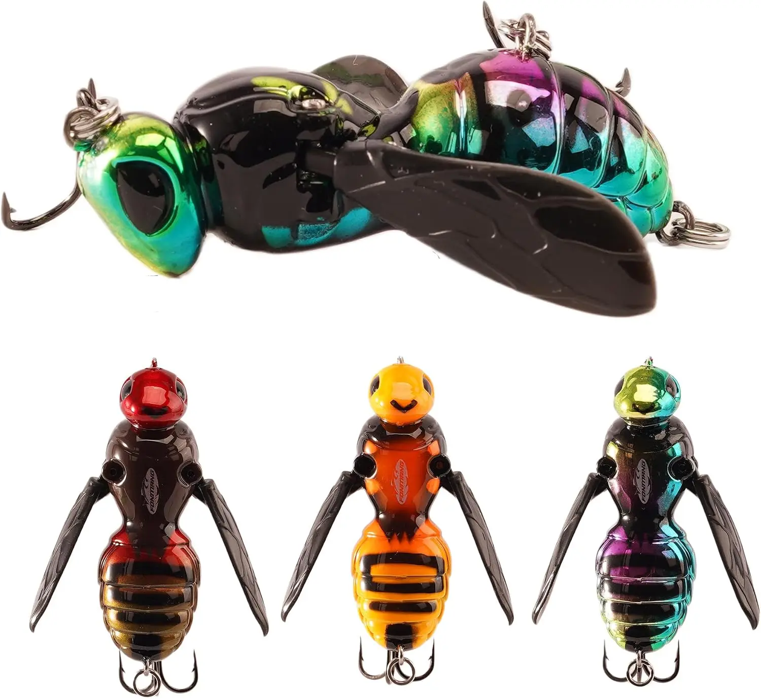 FONMANG A-2in Wasp Topwater Fishing Lures 3-Pcs Bass Walleye Pike Lures 2025 New Wasp Crawl Bait for Freshwater Saltwater 2" Plastic Treble Hook