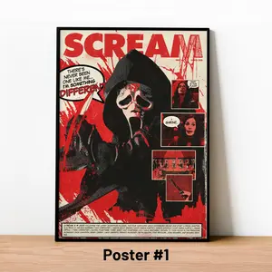 Scream 6 Movie Poster Unframed , Retro Comic Book Style Ghostface Wall Art, Horror Film Poster Unframed  , Cult Slasher Artwork for Home Decor, Halloween Poster Unframed