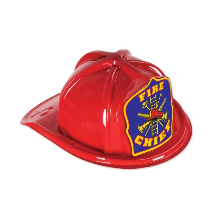 Plastic Red Fire Chief Hat