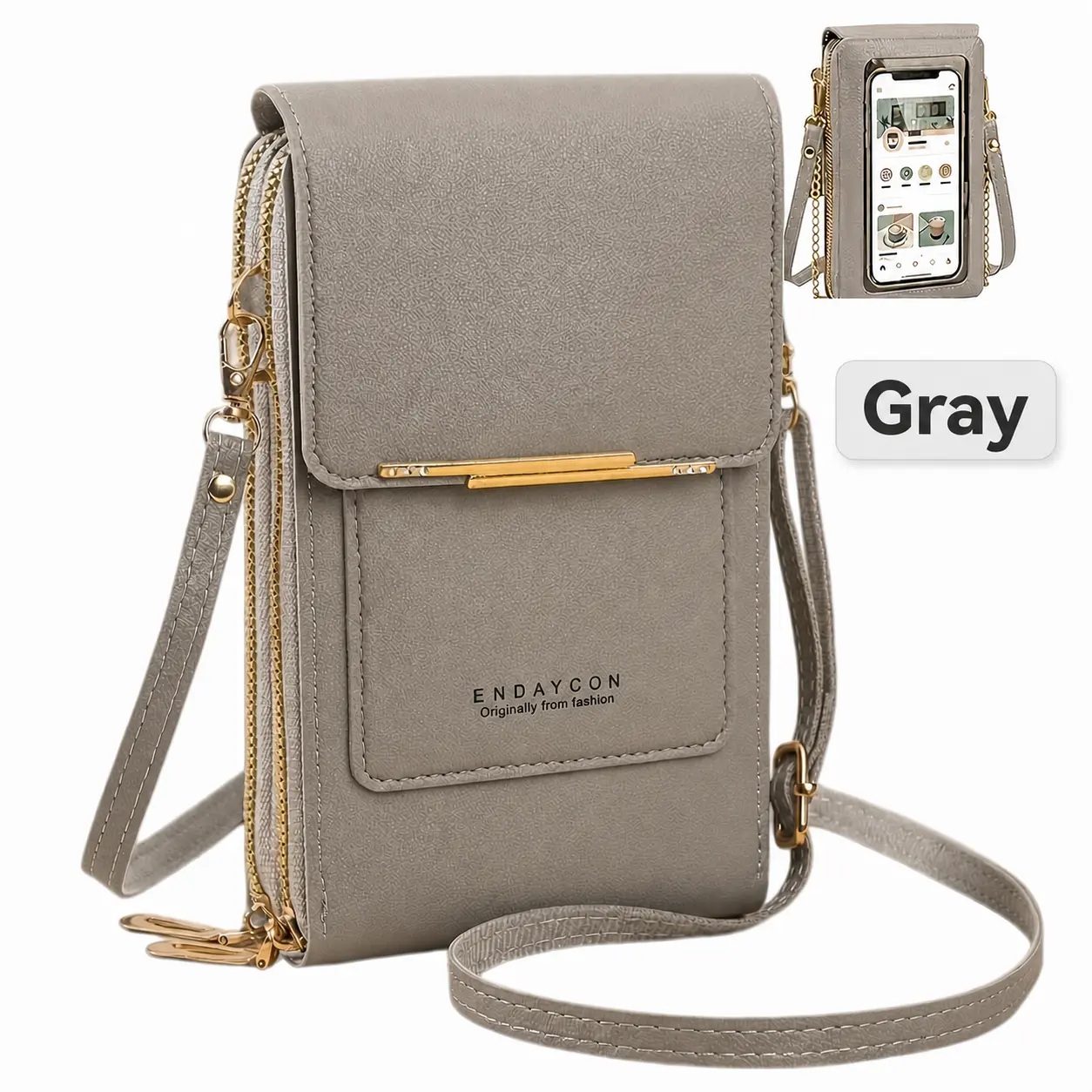 Women's PU Leather Multifunctional Vertical Wallet - Crossbody Fashion Bag, Fashion Crossbody Purse, Casual Purse, Touchscreen-Safe Mini Phone Pouch, Multi-Layered Card Slots Case, Everyday Bag, Crossbody Bags For Women