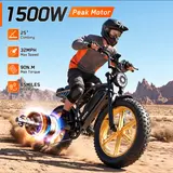 TST R9 Adult Electric Bike, 1500W Peak Power, 750W Rated Power, 90 N·m Torque, 48V 15Ah/30Ah Single/Dual Battery Options, Up to 60/120-Mile Range, 20" x 4.0" Fat Tires, Full Suspension, 7-Speed Drivetrain, Mechanical Disc Brakes, 450 lb Max Payload
