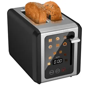 WHALLULTRA 2-Slice Touchscreen Toaster, Stainless Steel Kitchen Appliance with 1.5" Wide Slots, Bagel & Defrost Functions, 850W Bread Toaster