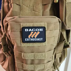 Bacon enthusiast funny meme 2"x3" removable morale patch with hook and loop backing