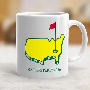 Golf Tournament Mug, masters golf party cups, preppy golf decor, drinkware 11oz & 15oz white coffee mug - scs17236