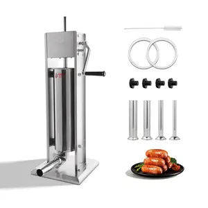 Hakka Manual Sausage Stuffer, 7 L / 15 LBS Vertical Sausage Machine, Dual-Speed Meat Stuffer, Made of Food-Grade 304 Stainless Steel, Includes 4 Stuffing Tubes, for Home Kitchen Restaurant Commercial