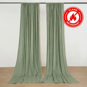 2 Pack 5ftx10ft Dusty Sage Green Scuba Polyester Backdrop Drape Curtains, Durable Flame Resistant Event Divider Panels Wrinkle Free With Rod Pockets