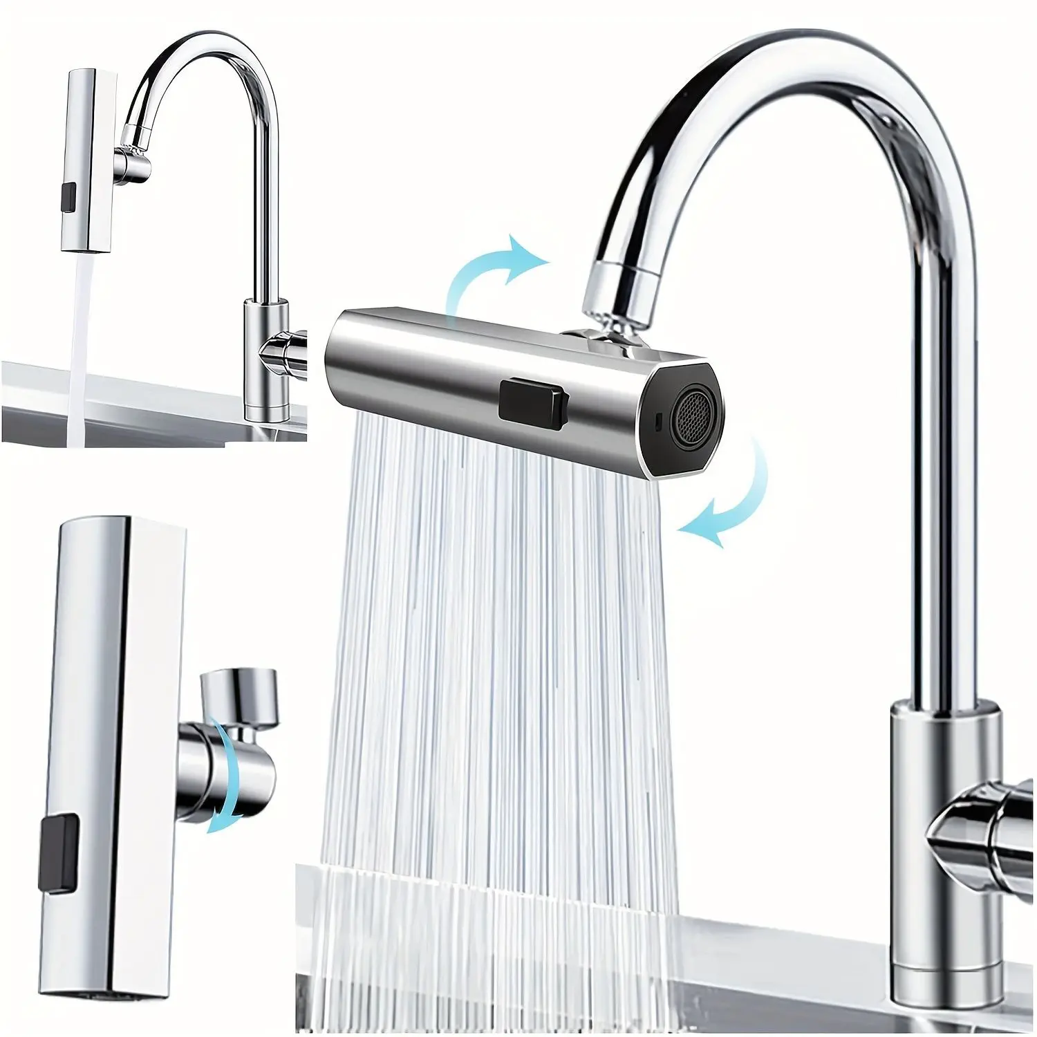 3-in-1 Touch-Control Kitchen Faucet - 360° Swivel Spout with Vegetable Washer