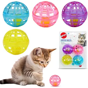 Lattice Balls Cat Toys - Durable Fun Balls with Bells Perfect for Swatting Batting, Colorful Toys to Entertain Indoor Cats and Kittens, 1.5 inch 4 pcs