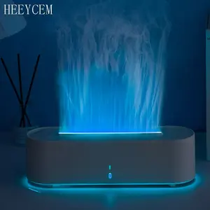 Humidifier Aromatherapy Diffuser USB Powered LED Flame Effect Air Humidifier with Remote Control, Night Light, Timer, Remote Control and Type-C, Suitable for Home Decoration and Room Humidification