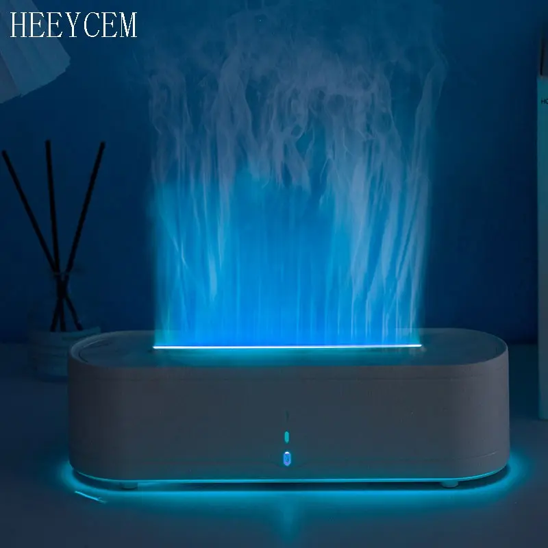 Humidifier Aromatherapy Diffuser USB Powered LED Flame Effect Air Humidifier Aroma Diffuser Humidifiers with Remote Control, Night Light, Timer, Remote Control and Type-C, Humidifier Atmosphere Light, Suitable for Home Decoration and Room Humidification