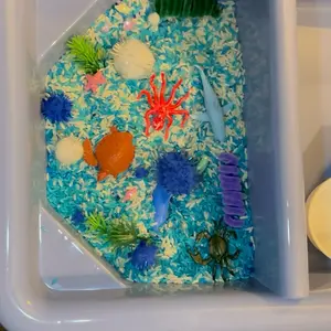 Sensory Activity Ocean Colored Rice Set for Kids Fine Motor Skills & Cognitive Development Blue Rice Play Set with Accessories