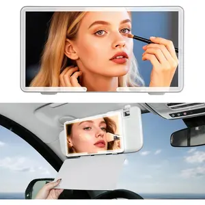 Rechargeable Car Sun Visor Vanity Mirror - Makeup Mirror with 60 LEDs, Dimmable Touch Control & 3 Light Modes for Cars, Trucks, SUVs, Travel Accessories for Women