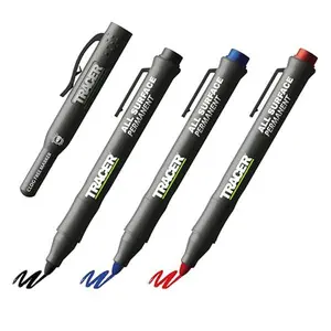 TRACER Clog-Free Construction Marker Kit with Holster for Concrete Marking and Construction applications - perfect for shiny and dusty surfaces - Black, Blue, and Red Construction Pens