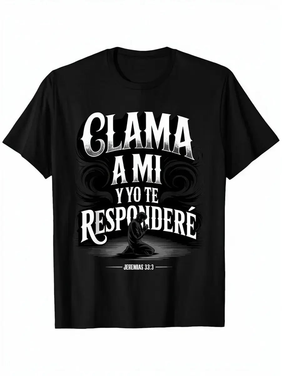 [100% Cotton][Graphic Tee]  Christian Spanish Bible Scripture T-shirt Jeremiah Book 333-Call to My Father Prayer Design, with letters, light short-sleeved crew neck leisure and fitness wear, comfortable for a, breathable comfort, Black Friday, classic fit