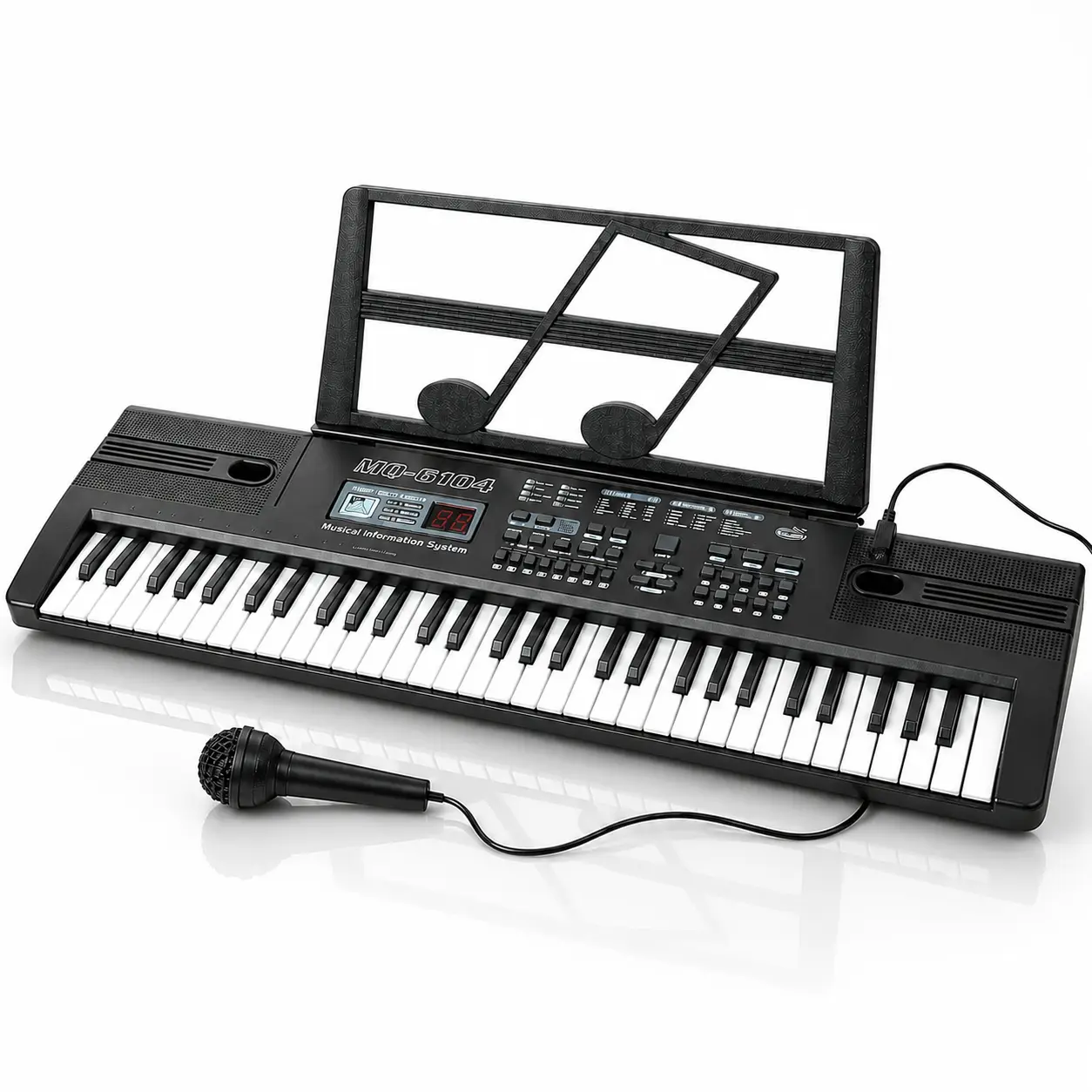 61-key portable electronic keyboard piano, music lovers’ top choice, with microphone, USB powered, beginner piano keyboard, built-in speakers, digital display screen, and music stand, suitable for home practice, lessons, and travel, great for gifting and