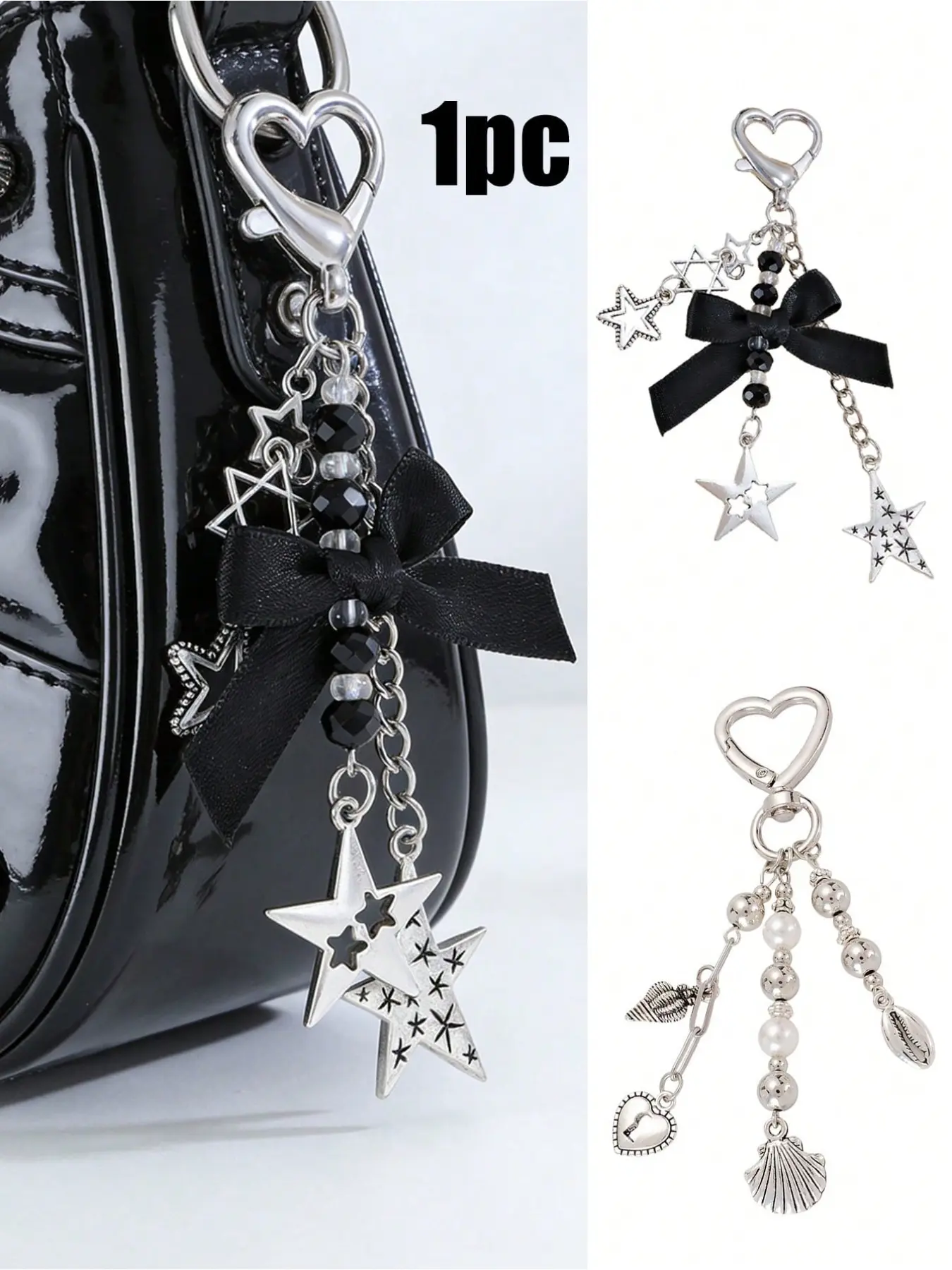 Punk Style Star Bow Keychain, Y2K Phone Charm, Cute Star Keychain for Women and Men, Perfect for Bags, Phones, Gifts, Backpacks, Wallets, Cute Keychain Accessory