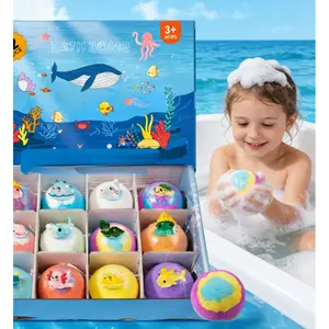 12Pcs Ocean Theme Bath Bombs with Surprise Toys Inside, Gentle & Moisturizing for Relaxing Bath