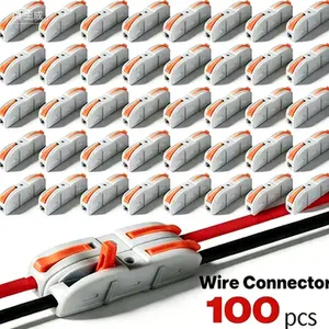 Universal Quick Lever Wiring Connector Kit (50/100Pcs) | 28-12 AWG Inline Butt Terminals, Flat Plug Surge Protector Power Strip with Extension Cord & Smart Outlet for Home and Office Circuit Power Connection