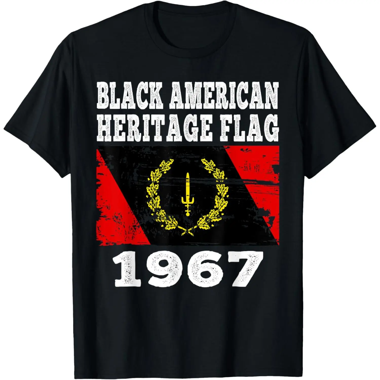 Black American Heritage Flag 1967 Vintage T-Shirt Pure Cotton Graphic Tees Menswear Top: Gifts for Men & Women
