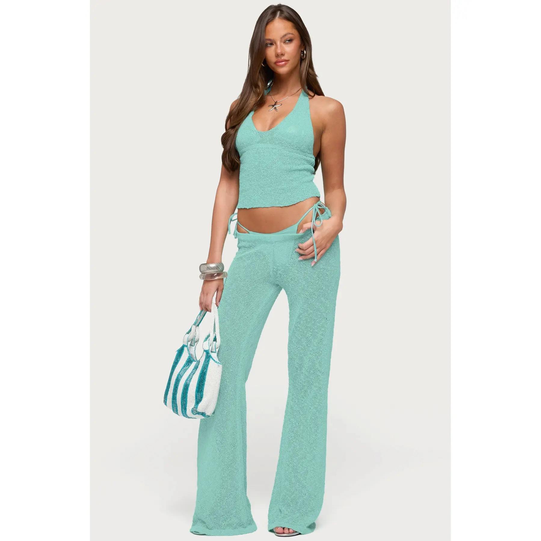 Bena Textured Knit Flared Pants