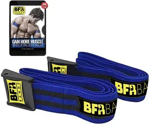 BFA Bands PRO Blood Flow Restriction Bands for Arms Legs & Glutes Occlusion Training Quick Release Strong Elastic Strap for Men Women Blue Workout Accessories Stretching Gear