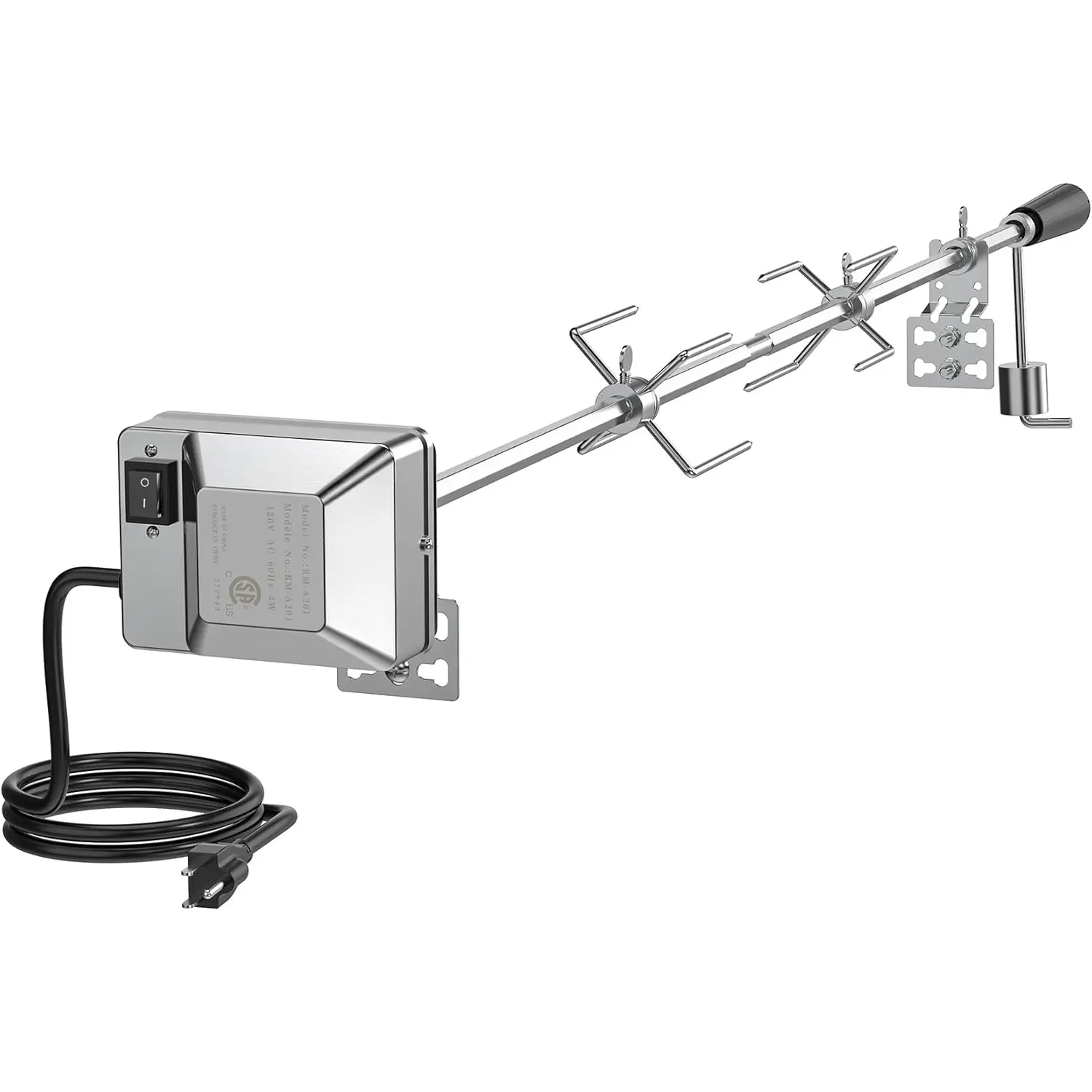 Heavy Duty Universal BBQ Grill Rotisserie Kit with 110V Electric Motor, 45in 1/2in Hexagon Spit Rod for Gas Grills, Perfect for Meat Roasting