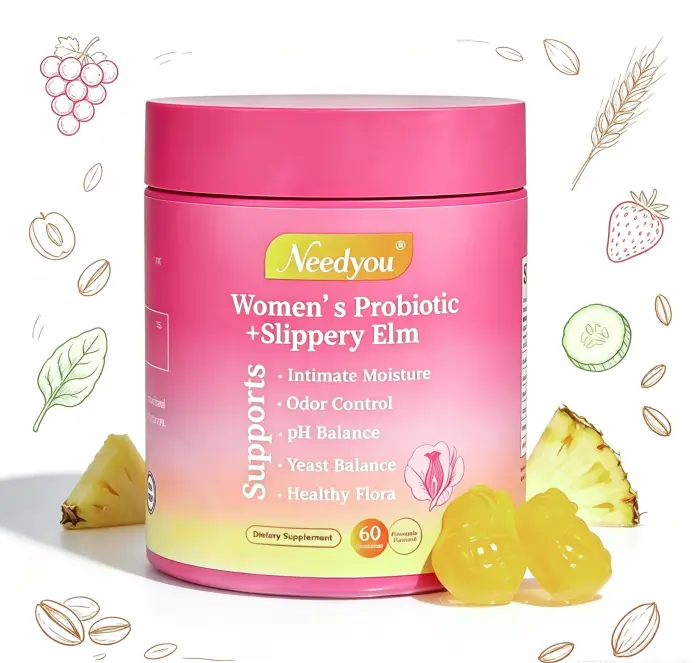 【Don’t Wait!】Her Juicy Wellness Support Probiotics Gummies for Women – All in One Slippery Elm, Prebiotics & Lactobacillus Blend Balancing Feminine pH and Improving Dryness, 60 Counts Hawaiian Pineapple