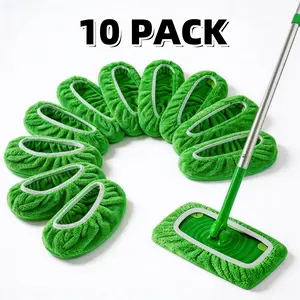 10 Pack Reusable Microfiber Mop Pads - Machine Washable, Fits Swiffer Sweeper, Wet & Dry Cleaning Cloths, Ideal for Hardwood, Marble, Tile & Laminate Floors