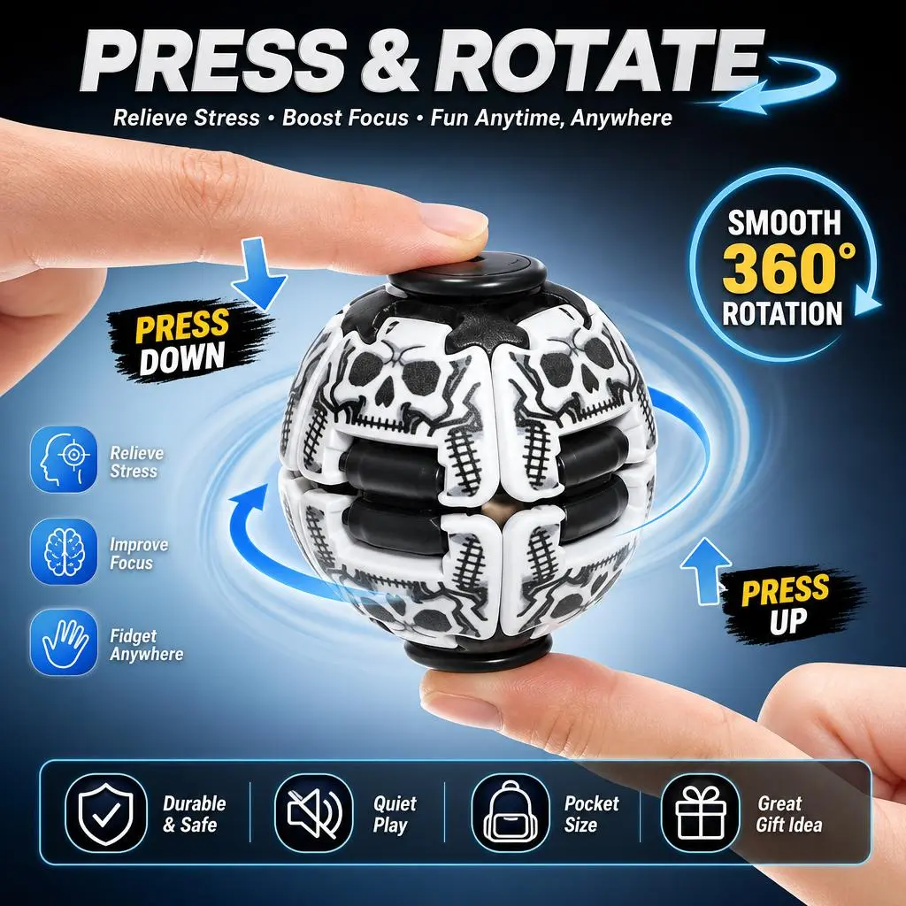 Agility Training Spinner Puzzle Ball - Pocket-Size Solid Plastic Hand Toy, Smooth Spin Slide-Block Game, Portable Interactive Desktop Toy for Office Relaxation & Hand-Skill Enhancement