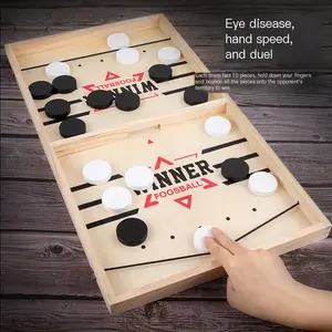 Wooden Family Sling Puck Strategy Game Board for Bonding Moments High-Quality Wood Foldable for Travel