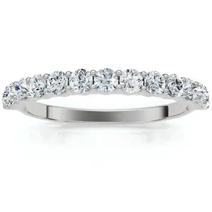 1/2 Ct TDW Diamond Wedding Ring Stackable Womens Anniversary Band 14k White Gold