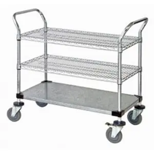 212 MAIN 3-Shelf Utility Cart, Heavy-Duty Chrome Wire Shelving with Swivel Casters for Food Service, Hospital & Baby Storage, 800 lbs Capacity - 18x36x37.5 in.