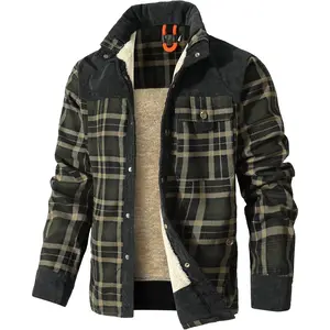 Men’s Sherpa-Lined Flannel Jacket Super Warm Fleece Plaid Shacket for Fall & Winter Soft Cozy Outerwear Layer for Work or Daily Streetwear Thick Cold-Weather Jacket with Button-Down Design Perfect for Layering in Chilly Days flannel shirt jacket fleece co