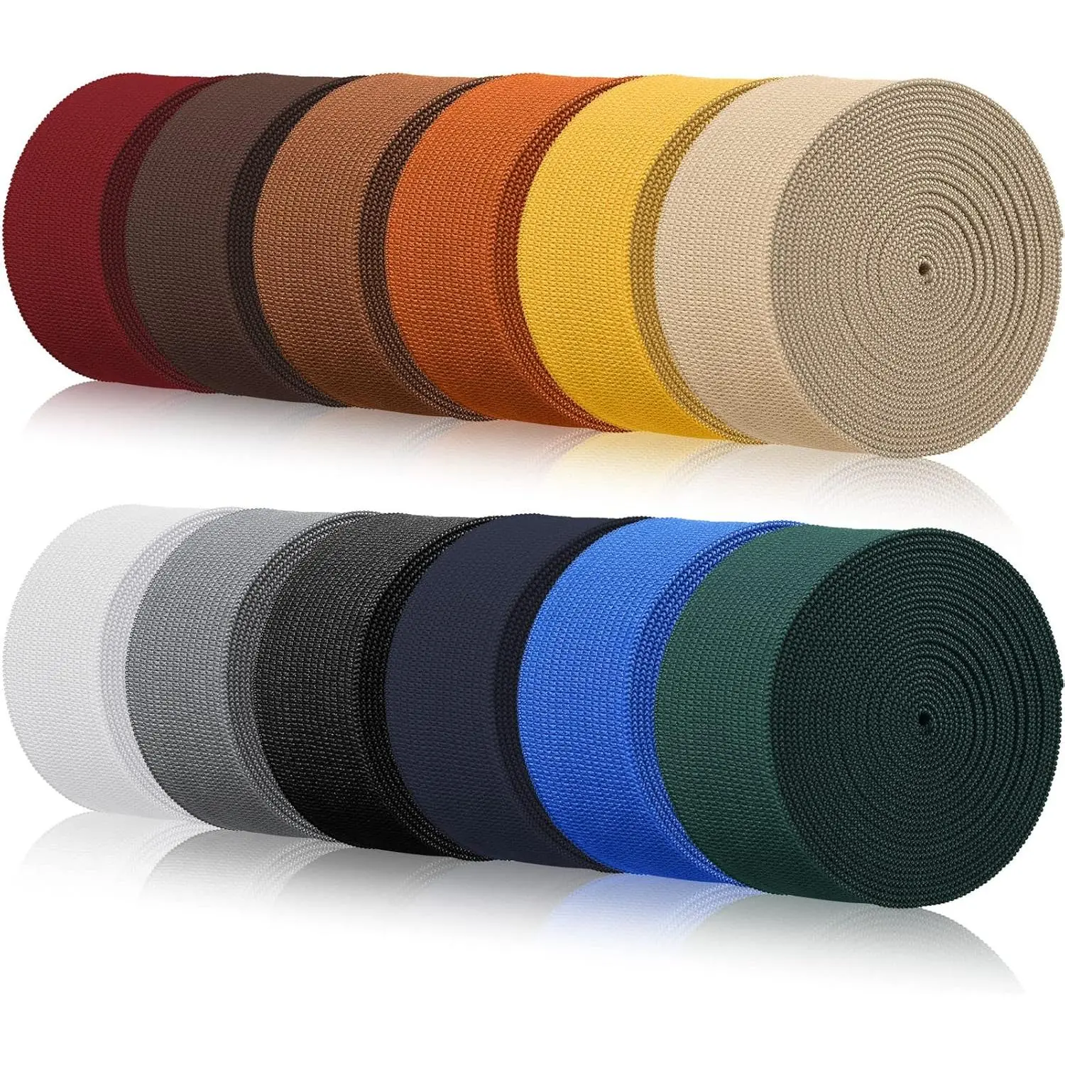 12 Rolls Colorful Elastic Band Folding Elastic Cord Heavy Duty Stretch Band Knitted Flat Band for Sewing Crafts DIY Comforter Cuffs(1 Inch X 2.2 Yard,Dark Color)