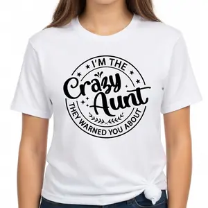 Funny Crazy Aunt T-Shirt, Cool Auntie Graphic Tee, Best Aunt Ever Humorous Short Sleeve Apparel, Aesthetic Fun Family Member Gift Fashion Top, Viral Trendy Favorite Auntie Saying Statement Streetwear Shirt