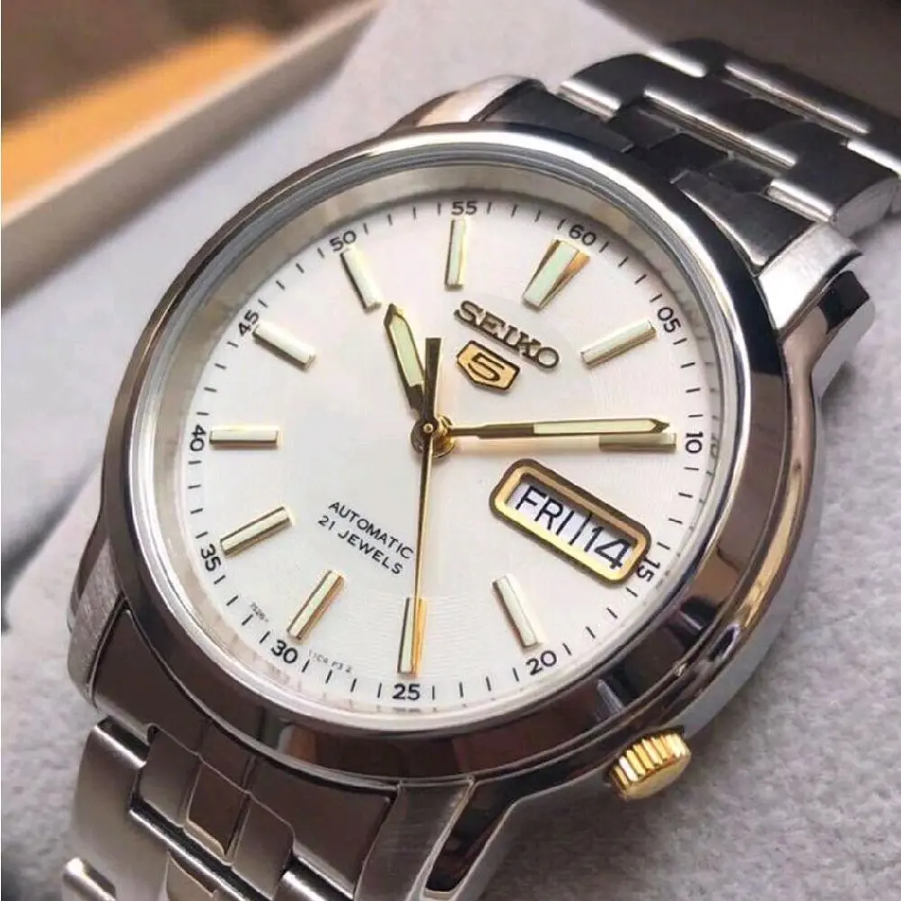 Brand New Seiko 5 Automatic Silver stainless steel 100m water