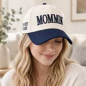 Embroidered Mommin' Trucker Hat, Too Busy Too Care Cap, Cool Mom Two Tone Trucker Hat, Custom Text and Thread Color, Mother's Day Gift