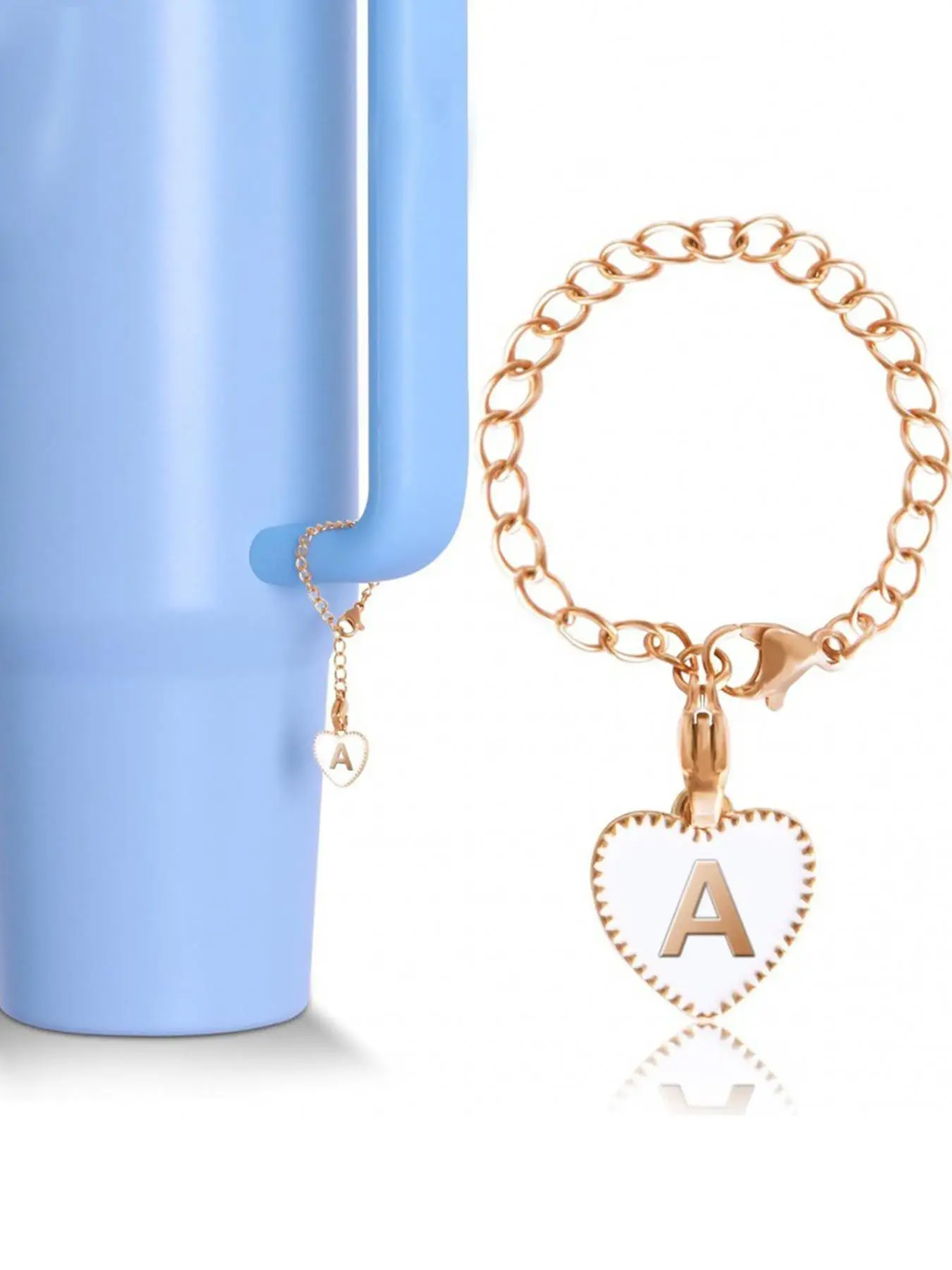 Fashion Alphabet Heart Charm with Chain, Cute Letter Decor Pendant Key Chain for Bag, Cup, Fashion Kawaii Accessories As Gift for Women & Men