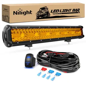 Nilight 20Inch Amber 420W Led Light Bar with 16AWG 5Pin Rocker Switch Wiring Harness Kit 1 Lead
