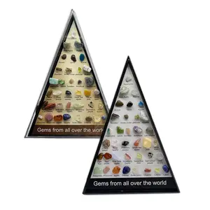 36 Natural Mineral Specimens, Triangular Set of Mineral Rock Ornaments, Polished Texture Teaching Materials