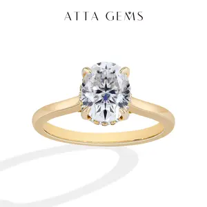 ATTA GEMS Oval Cut 2.0ct D VVS1 Color Lab-Created Moissanite Ring Jewelry for Women 925 Sterling Silver Rings Engagement Wedding Lady's Gift Luxury [#R06]