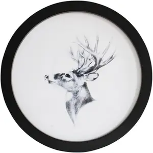 Round Photo Frame Wooden Wall Mounted Stylish Picture Frame Home Decor Black 7 inch