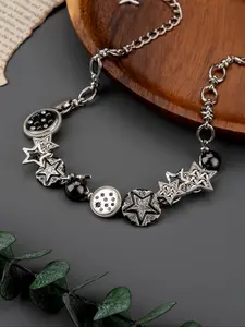 Women's Punk Style Halloween Necklace, Hand-Painted Starry Enamel Chain, Iron Material, All-Season Accessory, Fashion Jewelry, Gothic Witch Jewelry
