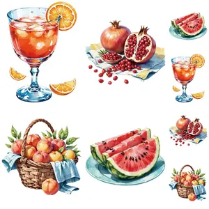8 Piece Fruit Pattern Heat Transfer Stickers, 4 Large & 4 Small, Washable DIY Craft Fashion Iron-On Patches for Clothes Decoration