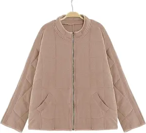 Womens Dolman Lightweight Quilted Jackets Zip Up Long Sleeve Stand Neck Warm Winter Outwears