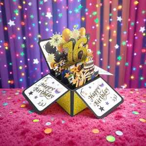 1 Piece 3D Pop-Up Card 16/50th Hidden Note Envelope Viral Birthday Gift for Him Her Small Business Dad Crying at 50th Birthday Hidden Voice Note Hack