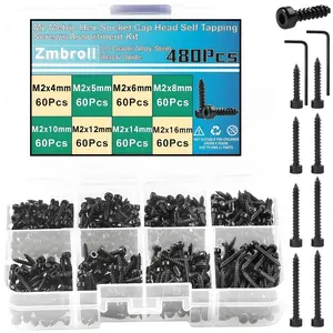Pcs M Hex Sot Cap Head Self Tapping Screws Mx///////mm Black Sot Self Drilling Screw Allen Head Sheet Metal Bolts Hex Drive Wood Screws Assortment Kit